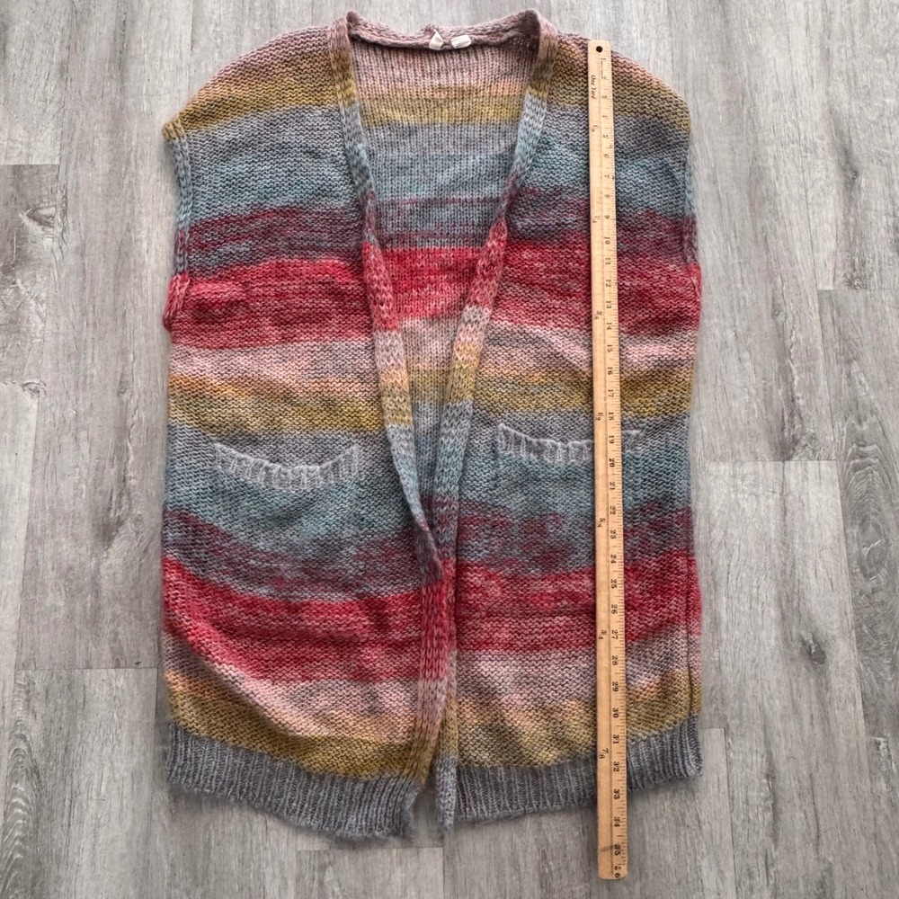 Moth Anthropologie Sweater Vest XS/S Multicolor Stripe Open Front Knit Italy - Picture 5 of 6